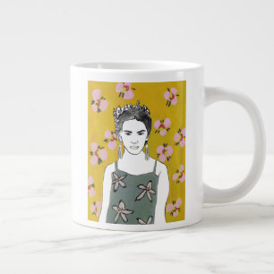 Grande Tasse Dame en fleurs roses - Jaune