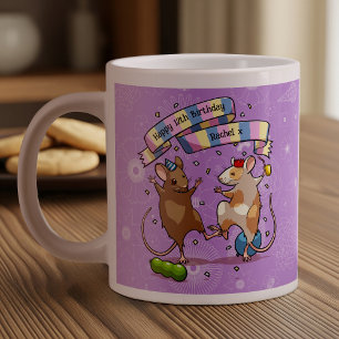 Grande Tasse Dancing Mice Nom et âge Bonne fête d'anniversaire