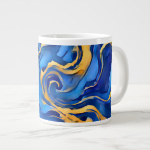Grande Tasse Danse Royale Riche Bleu Royal Or Abstrait