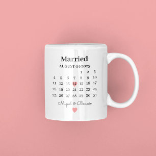 Grande Tasse Date du calendrier marié Jour de mariage personnal