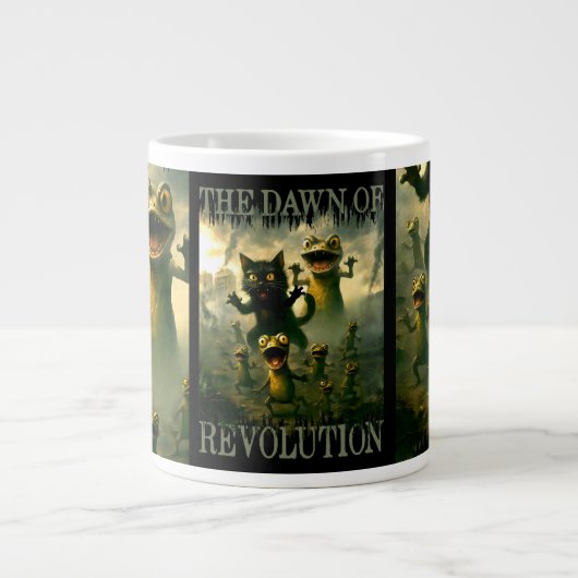 Grande Tasse Dawn of revolution funny rebel cat lizard frogs (Devant)