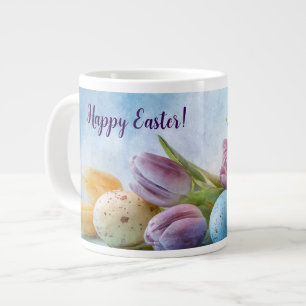 Grande Tasse De charmants tulipes de Pâques peints