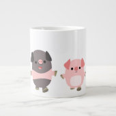 Grande Tasse De mignons cochons en caricature sur un tapis de j (Devant)
