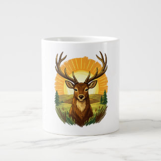 Grande Tasse Deer with Antlers Sunset Forest Hunter Gift