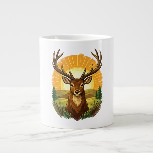 Grande Tasse Deer with Antlers Sunset Forest Hunter Gift (Devant)