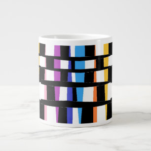 Grande Tasse Design d'art carrelé noir bordures coloré chunky