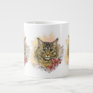 Grande Tasse Dessin à la main drôle mignon manon Maine avec des