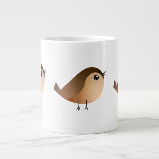 Grande Tasse Dessin animé d'oiseau moineau (Devant)