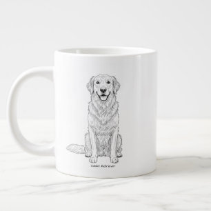 Grande Tasse Dessin au trait minimaliste de Golden Retriever do