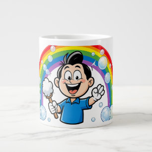Grande Tasse Dessin d'art de mascotte de nettoyage mignon arc-e
