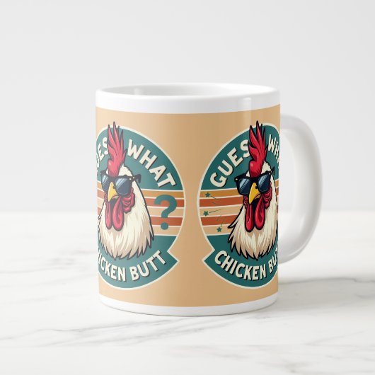Grande Tasse Dessin de blague de poulet drôle rétro (Devant droit)