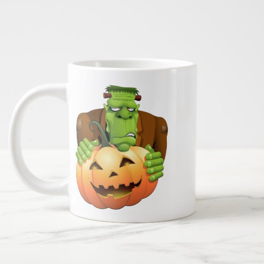 Grande Tasse Dessin de Frankenstein Monster avec Citrouille (Gauche)