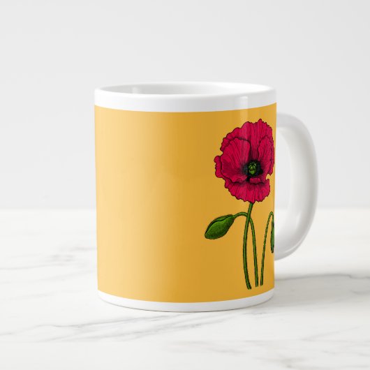 Grande Tasse Dessin de pavot rouge (Devant droit)