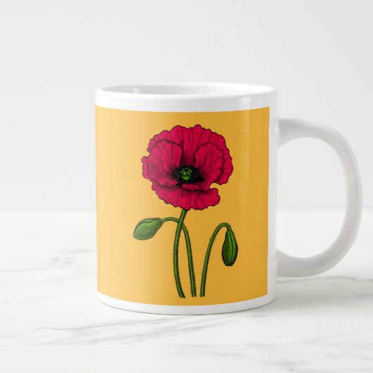 Grande Tasse Dessin de pavot rouge (Droite)