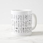 Grande Tasse Dessin D'Encre Fleurs Et Herbes (Devant droit)