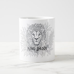 Grande Tasse Dessin Lion avec Fleurs Roi Papa, Père Boho