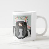 Grande Tasse Deux Chiens noirs du Labrador - Cheminée de Noël (Droite)