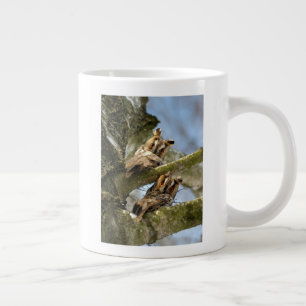 Grande Tasse Deux hiboux dans les bois, oiseaux, faune géant ca