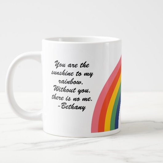 Grande Tasse Devis personnalisé vintage Arc-en-ciel (Gauche)