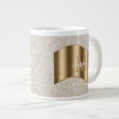 Grande Tasse Diamants, Grand Monogramme Or Nom du script blanc (Devant droit)