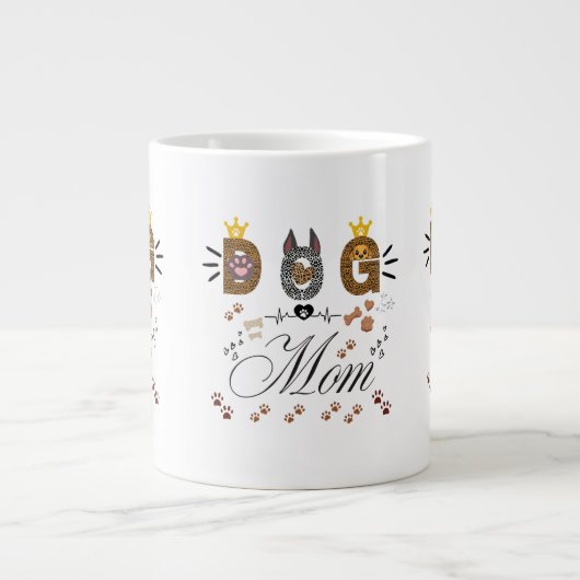 Grande Tasse Dog Mom Leopard Print Paw Design/Leopard Dog Mom (Devant)