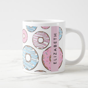 Grande Tasse Donuts Roses, Donuts Bleus, Sprinkings, Votre Nom