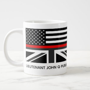 Grande Tasse Drapeau américain et britannique à ligne rouge fin