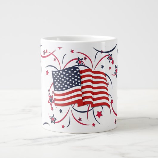 Grande Tasse Drapeau américain et feux d'artifice (Devant)
