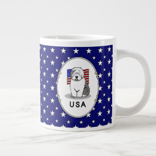 Grande Tasse Drapeau américain Vieux chien anglais (Grey 1)