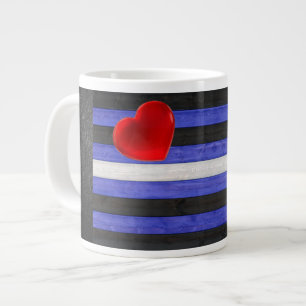 Grande Tasse Drapeau de fierté en cuir SlipperyJoe's noir bleu