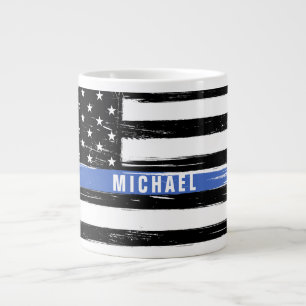 Grande Tasse Drapeau de police Thin Blue Line personnalisé grun
