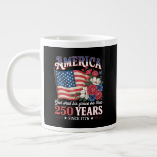 Grande Tasse Drapeau Floral 250 Ans d'Amérique