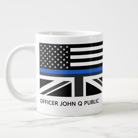 Grande Tasse Drapeau Personnalisé Léger Ligne Bleue Américain E (Gauche)