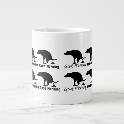 Grande Tasse Drôle, bon matin, le chien qui balaie (Devant)