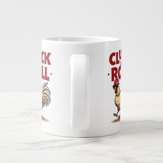 Grande Tasse Drôle "Cluck & Roll" Cool Rooster Conception de de (Dos)