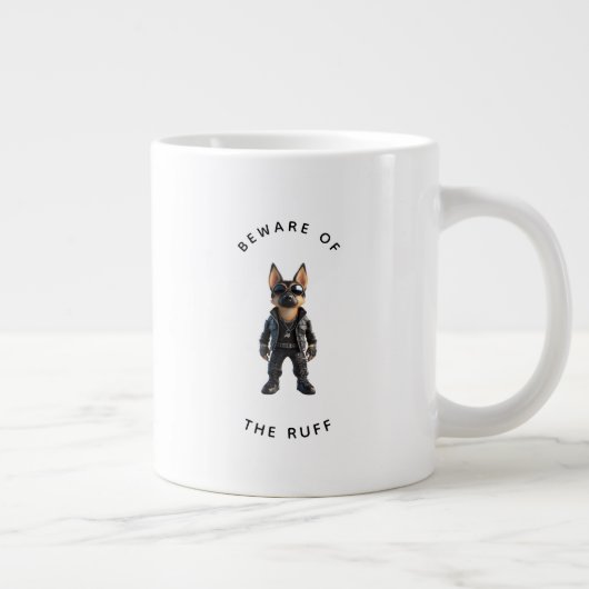 Grande Tasse Drôle de Berger Allemand "Attention au Ruff" (Droite)