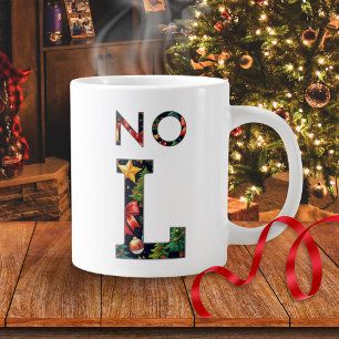 Grande Tasse Drôle de jeu de mots de Noël personnalisé "Sans L"