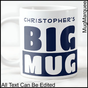 Grande Tasse Drôle Nom personnalisé Texte Deux tons Marine Big 
