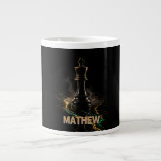 Grande Tasse Échiquier de luxe Roi Émeraude Or Nom personnalisé