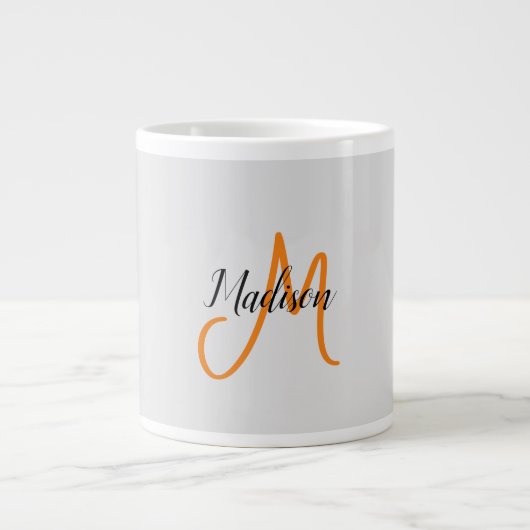 Grande Tasse Écriture manuscrite moderne monogramme Nom initial (Devant)