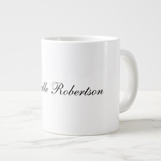 Grande Tasse Écriture manuscrite noire Noir Blanc Plaine minima (Devant droit)