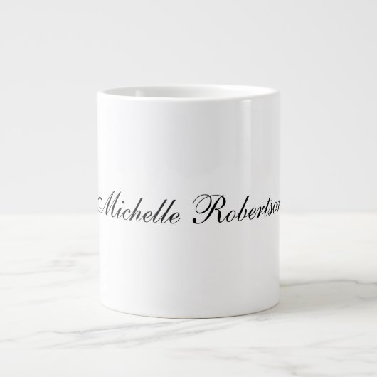 Grande Tasse Écriture manuscrite noire Noir Blanc Plaine minima (Devant)