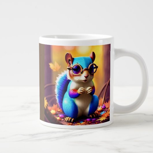 Grande Tasse Écureuil bleu mignon avec lunettes (Droite)