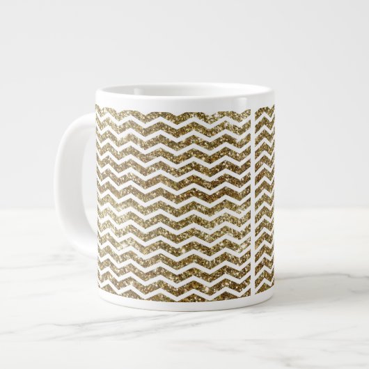 Grande Tasse Effet Parties scintillant or Elégant Chevron Zig-Z (Devant gauche)