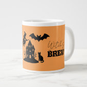 Grande Tasse Éffrayant Hauné Maison & Sorcière Silhouette | (Devant droit)