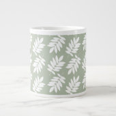 Grande Tasse Elder Leaf Pattern White on Green (Devant)