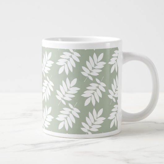 Grande Tasse Elder Leaf Pattern White on Green (Droite)