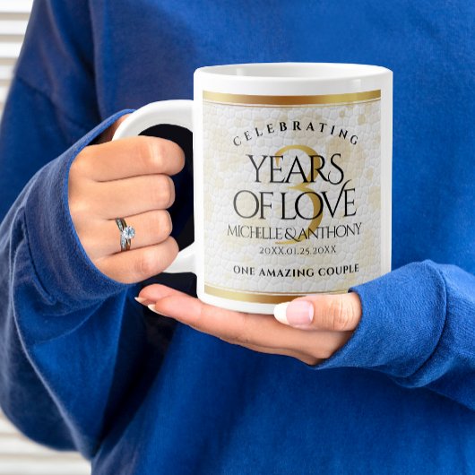 Grande Tasse Élégant 3ème anniversaire de Mariage en cuir