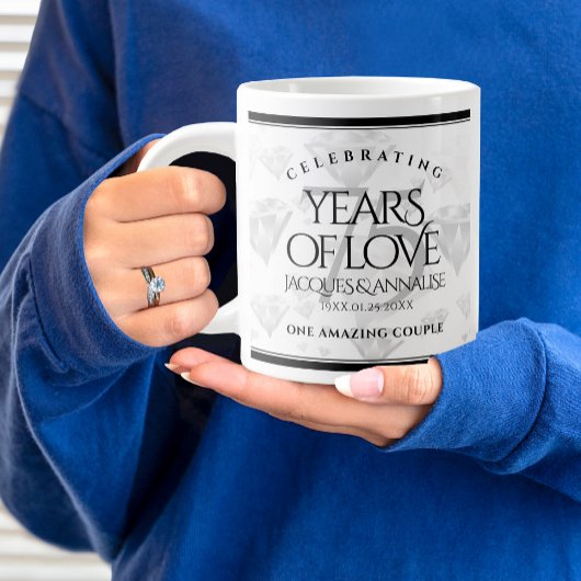 Grande Tasse Élégant 75e anniversaire de Mariage de diamant