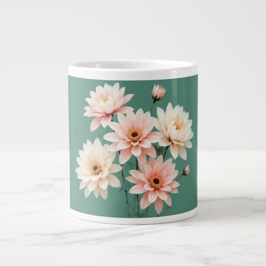 Grande Tasse Elegant Blush Chrysanthemum Art (Devant)